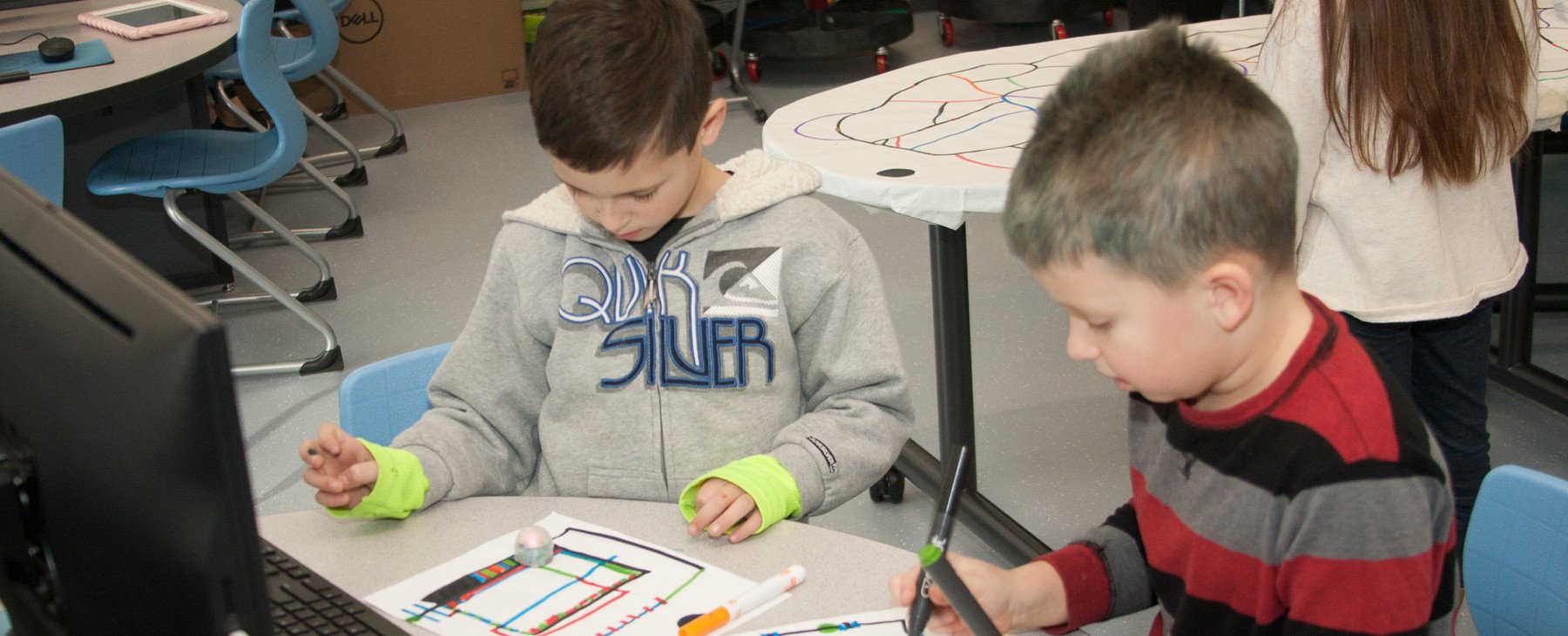 Students working on papers